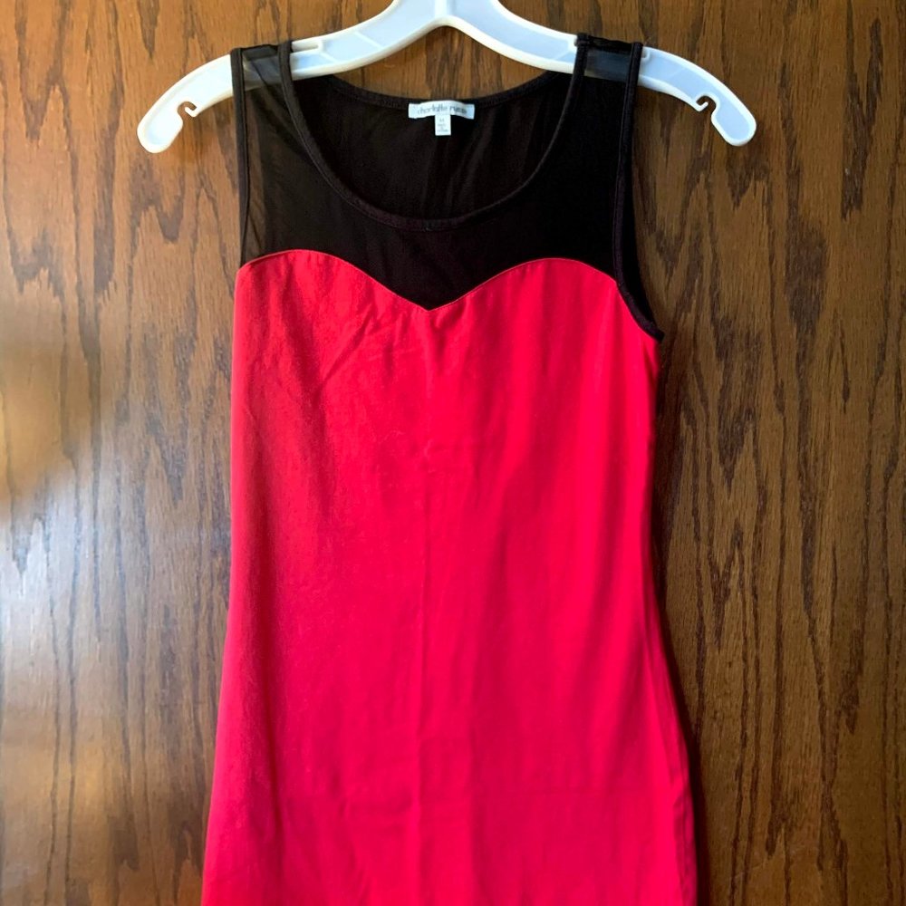 Charlotte Russe: Pink and Black Mesh Mini Dress